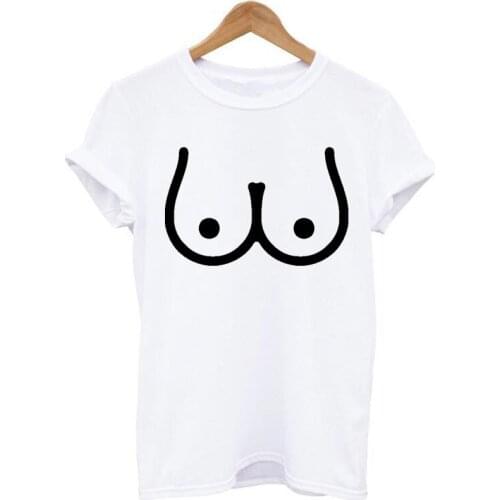 Funny T Shirt Women Fashion Top Tees Female T-shirts Woman Soft Tops Harajuku Kawaii chest print Cartoon T-Shirts