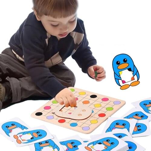Penguin Game Color Matching Toy Montessori Cards Formas Y Colores Brinquedo Educativo Juguetes De Madera Kinder Spielzeug