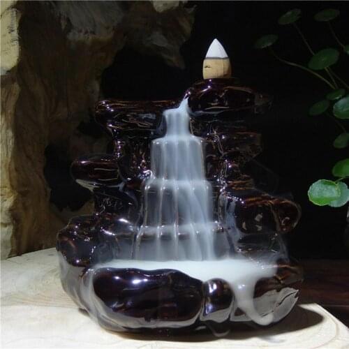 Handmade Ceramic Mountain Waterfall Smoke Backflow Incense Burner