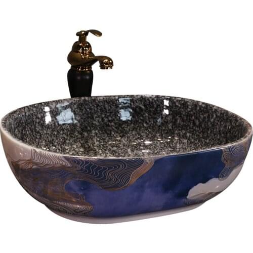 Jingdezhen Ceramic Polished Glaze Fashion Style Artistic Bathroom Sink