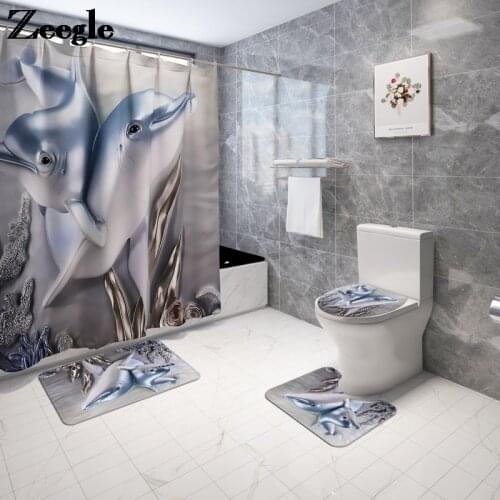 Printed Carpet Mat for Bathroom Bath Mat and Shower Curtain Set Toilet Seat Cover Mat Bath Mat with Curtain Set Bath Mat