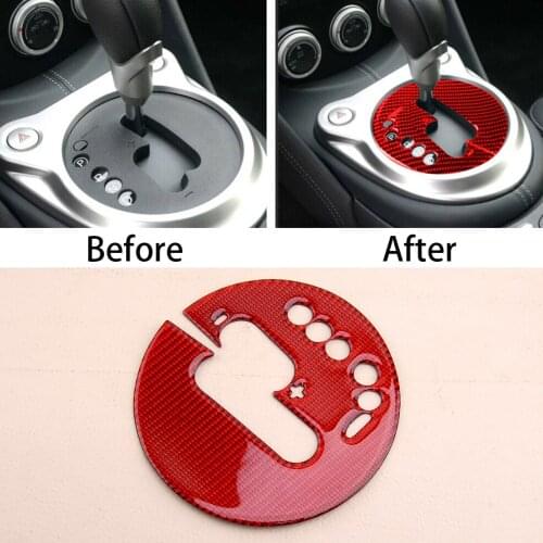 LHD Red Carbon Fiber Console Gear Shift Panel Cover Trim Frame Fit for Nissan 370Z 2009 2010 2011 2012 2013 2014 2015 2016-2020