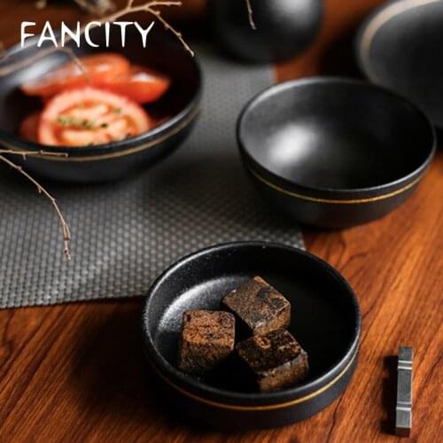 FANCITY Creative Ceramic Tableware Dishes European-style Phnom Penh Rice Bowl Tall Bowl Sauce Dishes Seasoned Hot Pot