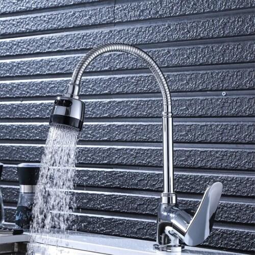 Kitchen Single Hole faucet Stainless Steel Plating Bathroom Basin Faucets 360 Degree Hot Cold Water Mixer Tap Drosphipping