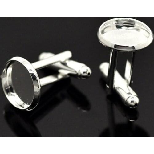 50pcs brass Cufflink Blanks - Silver Cufflink Findings - Cuff Link Backs - 12mm- Bezel Cufflink Blanks