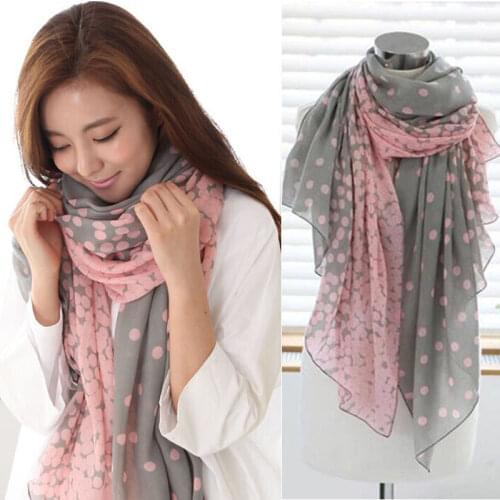 Fashion Womens Scarves Elegant Women Polk Dot Print Shawl Ladies Chiffon Large Scarf Autumn Winter Wrap Scarves