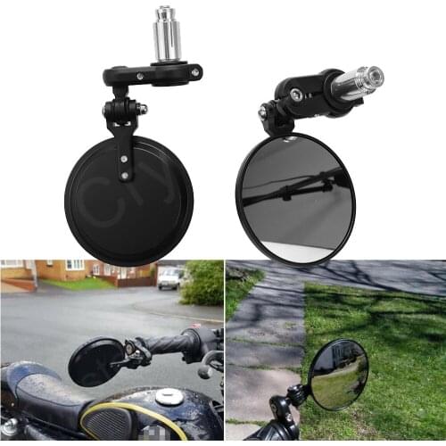 Motorcycle 3" Round 7/8" 22mm Handle Bar End Mirrors Rear View Side Mirror For Harley Honda Yamaha Cafe Racer Bobber Chopper