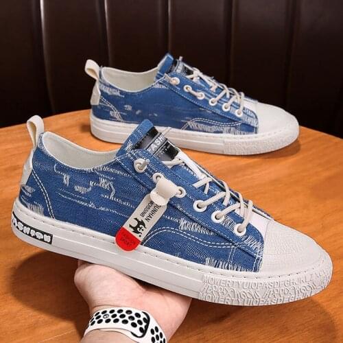 Mens New Low-Cut Non-Slip Sneakers Fashion Casual Shoes Breathable Canvas Shoes Student Board Shoes Simple Denim Trendy Shoes
