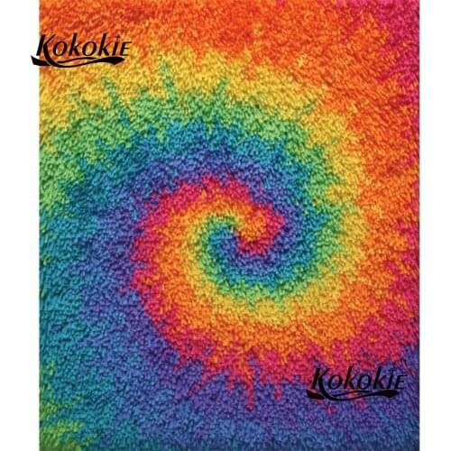 3D diy rainbow carpet embroidery foamy floralkussen knooppakket latch hook rug printed canvas knooppakket tapijten accessories