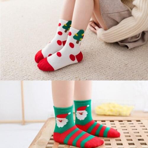 5Pairs/Lot Baby Socks Autumn Cotton Childrens Christmas Socks For Girls Cute Newborn Boys Toddler Socks 1-12Years Kids Clothes