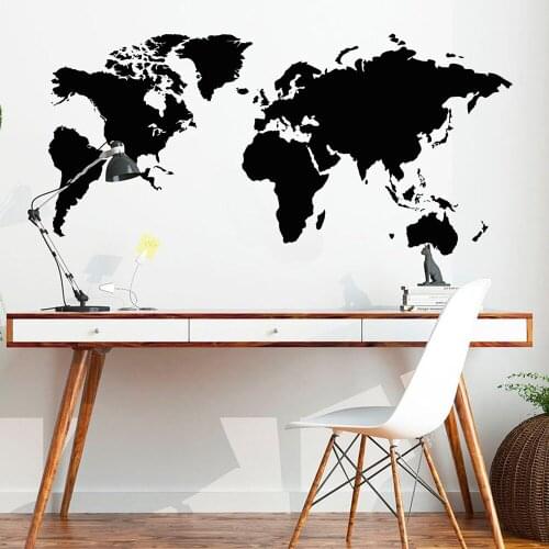 2019 New World Map wall sticker For Office Decoration living room Bedroom vinyl Decor Wallpaper PVC removeable Wall decal G34