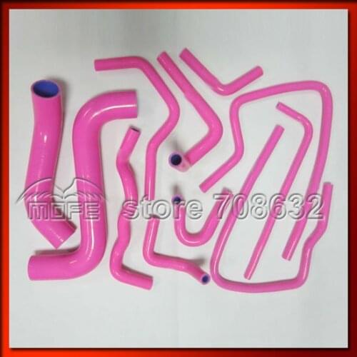 Original Logo 11PCS Silicone Radiator Hose Kit For Impreza GDB 2.0 02-07 Pink