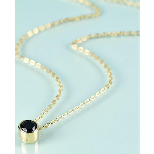 GEMS BEAUTY 14K Gold Filling Sterling Silver For Women Necklace Evil Eye Round Black Simulant Diamond Handmade Necklace