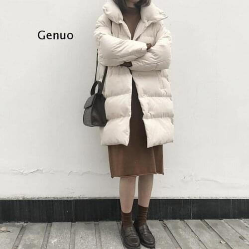 Winter Coat Women Female Long Jacket Womens Stand Collar Thick Down Cotton Parkas Outerwear Tops Long Sleeve Warm Coats