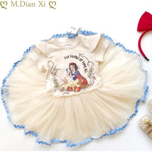 Birthday Dress for Baby Girls 2020 Childrens Clothing Spring New Womens Printed Flying Sleeve Stitching Mesh Dress