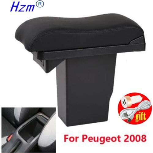 For Peugeot 2008 Armrest box Retrofit parts Car special Armrest Center Storage box car accessories Interior special With USB