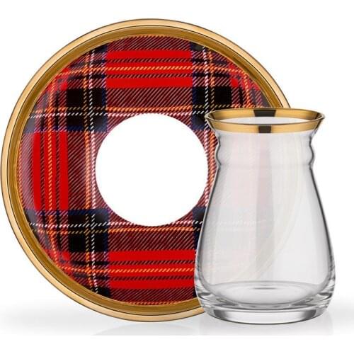 Field Glass Nihavent Tea Set 6 pieces Plaid Red