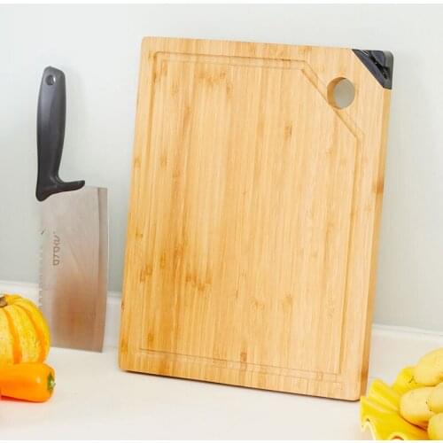 Cutting Board Bamboo Rectangle Hangable Cutting Board Durable Non-slip with Kitchen Sharpening Tools