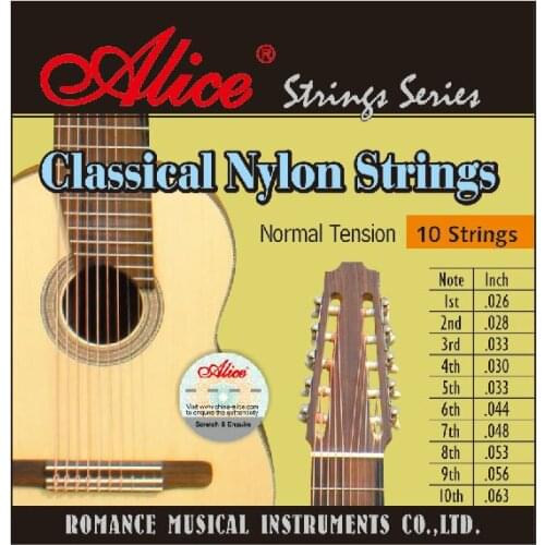 Alice AC1032C Clear Nylon Copper Alloy Wound 10-Strings Classical Guitar Strings