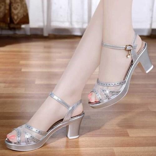 Shoes Women Slippers Womens Summer Sandals Womens Heel 2021 New High Heel Heel Sandales Femmes