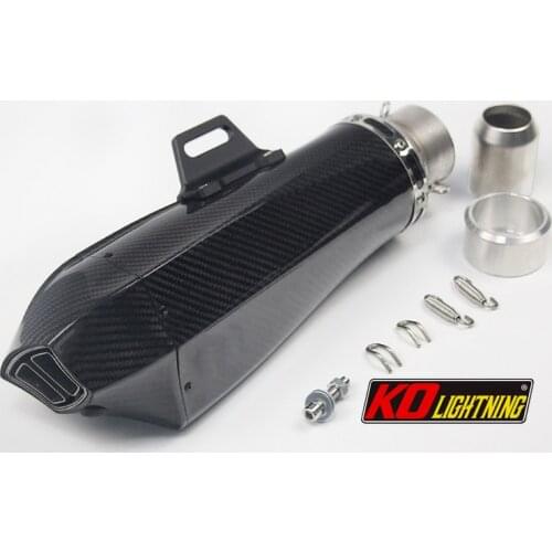 Universal 60.5mm Motorcycle Exhaust Muffler Pipe Carbon Fiber Dual-outlet Escape with Removable DB Killer 380mm Rear Silencer