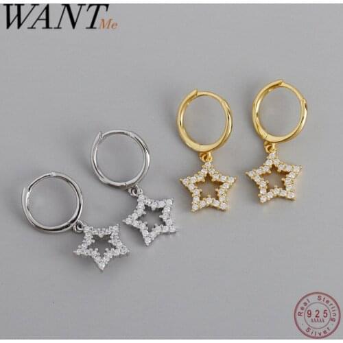 WANTME New Fashion Pave Crystal Zircon Hollow Star Chic Stud Earrings for Women Party Wedding Fine Jewelry Accessories Gift 2020