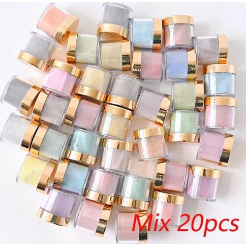 20PCS/Set 1oz/jAR Mix Colors Acrylic Powder Carving Nail Polymer Tip Extension French Crystal 3D Powder Manicure Art#130