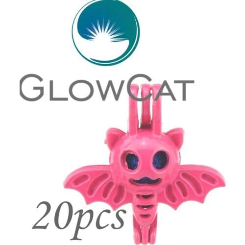 20x RR505 Pink Flying Bat Pearl Cage Beads Cage Pendant Essential Oil Diffuser Aroma Locket For Oyster