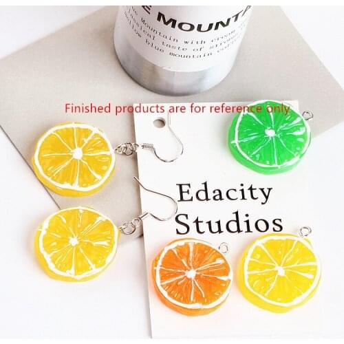 Summer style 30pcs/lot colorful printing Cartoon Fruit Orange Lemon slice shape acrylic fashion charms diy jewelry pendants