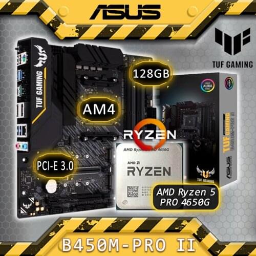 AM4 Asus TUF GAMING B450M-PRO II With AMD Ryzen 5 PRO 4650G Motherboard Combo AMD Ryzen Kit AM4 AMD B450 Gaming Placa-mãe AM4