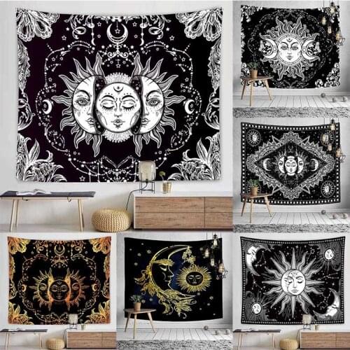 White Black Colorful Sun Moon Mandala Tapestry Wall Hanging Celestial Wall Tapestry Hippie Wall Carpets Dorm Decor Drop Shipping