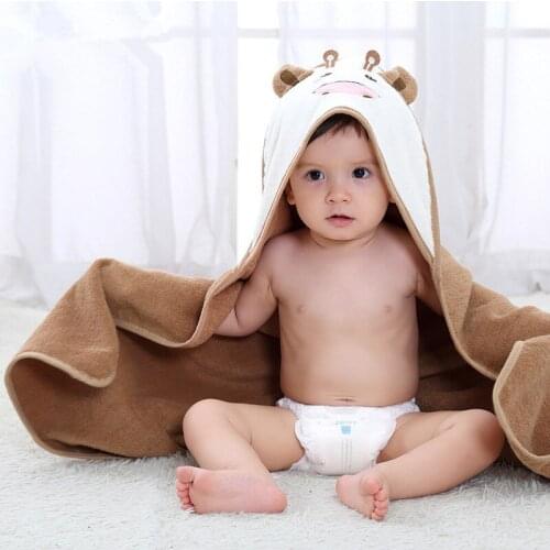 A Class 100% Cotton Cartoon Soft Absorbent Baby Bath Towels Newborn Blanket Bedding Swaddle Animal Bathrobe Hooded Bathing Towel