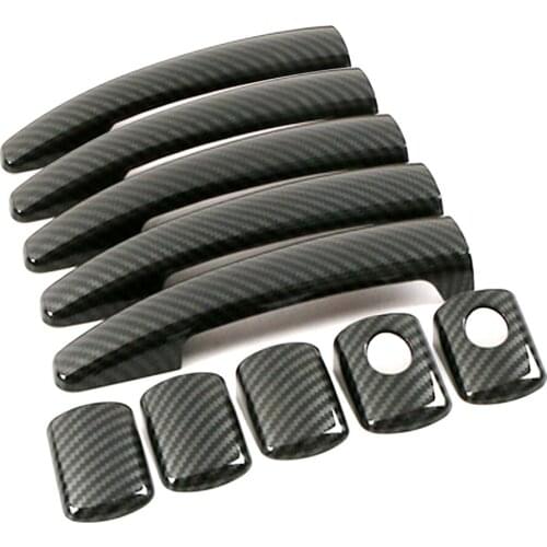 For Peugeot Partner 2008-2019 Expert Tepee Carbon Fiber Printed Exterior Side Door Handle Cover Trim Moulding Frame Bezel