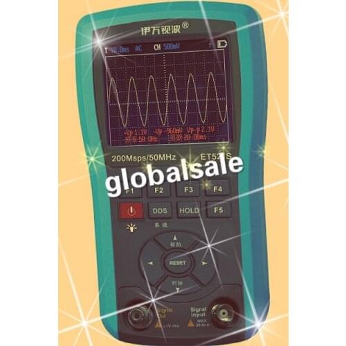 ET521S Handheld Oscilloscope ScopeMeter 50MHz 200MSa/s & Function Signal Waveform Generator 156KHz 2in1 3.5'' TFTLCD Li-battery