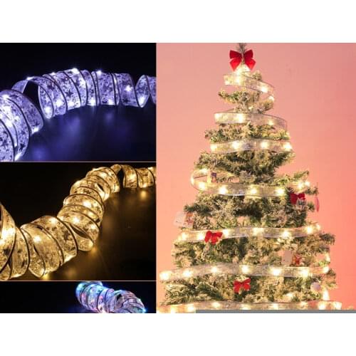 4M Fairy String Lights Waterproof 40 LED Copper Wire Ribbon Bows Lights for Party Christmas Tree Decorations New Year 2022 Decor
