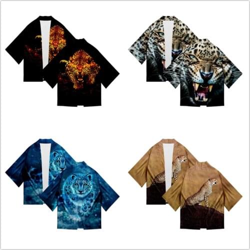 Samurai Cheetah Japanese Style Kimono Haori Men Women Cardigan Chinese Dragon Traditional Japanese Clothing Asian Clothes