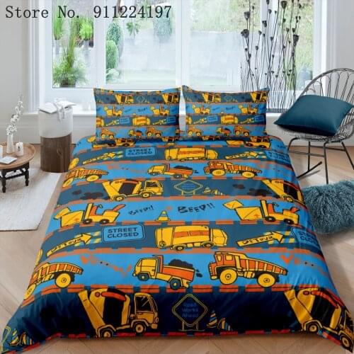 Cartoon Car Printed Bed Cover Set AU/EU/US Single Size Bedclothes Children Comforter Duvet Cover Set Boys Kids Bed Bedding Set