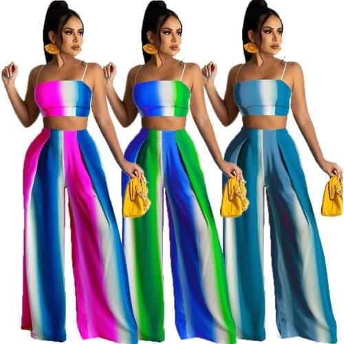 4 Colors Sexy Women Two-piece Set Breast Wrap Sling Tank Tops High Waist Straight Pants Suit Fashion Office Lady Outer Clothes