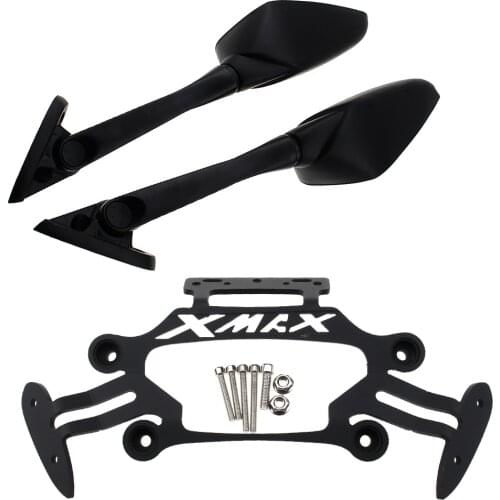 Motorcycle Stand GPS Bracket Mobile Phone Navigation Plate Bracket Rearview Mirrors Set for Yamaha XMAX300 400 250 125 2017-2019