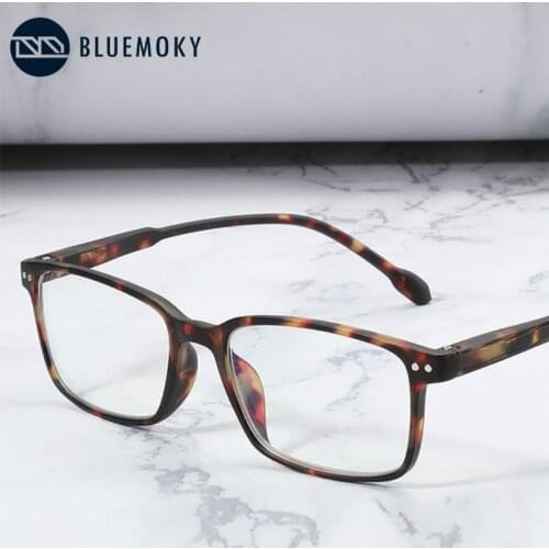 BLUEMOKY Rectangle Anti Blue Light Reading Glasses Men Full Frame Reader Presbyopia Computer Gaming Hyperopic Eyewear Diopter