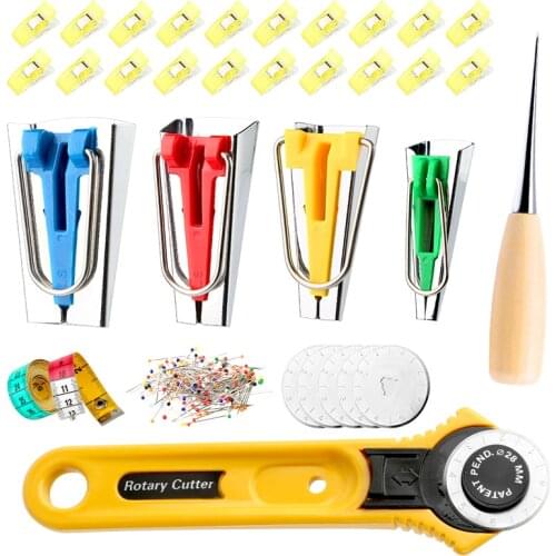 Nonvor Bias Tape Makers Set Rotary cutter Tools Kit Machine Tools Sewing Quilting Binding Sewing Accessories DIY Patchwork Ruler