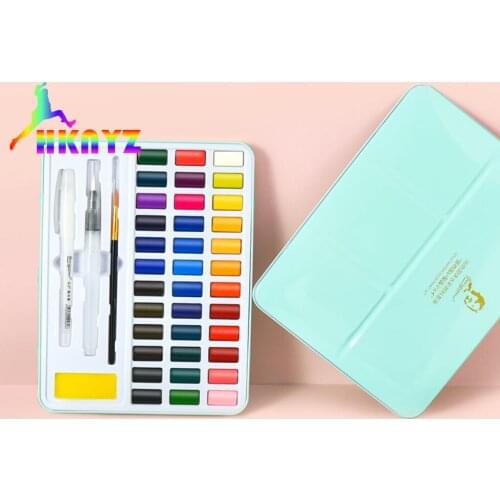 10 piece set 36 color 48 color concentrated gift box cross-border childrens art brush pigment solid watercolor pigment set