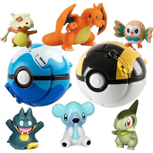 Poke Pika + 1pcs Free Random Tiny Figures Inside Action Figures Toys Ball