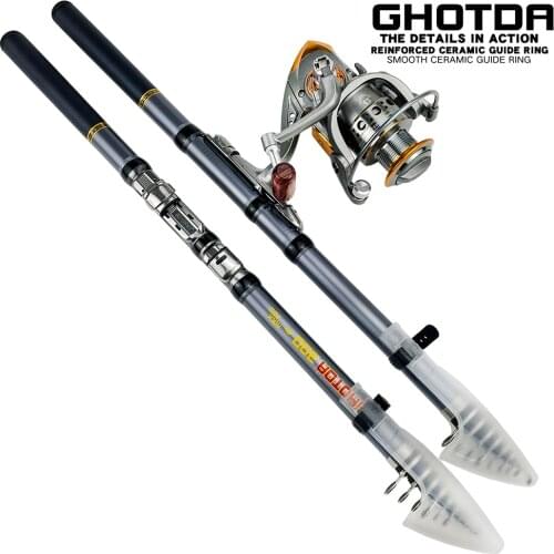 Fishing Rod and Reel Set Carbon Mini Telescopic Fishing Rod Pole with Metal Spool Spinning Reel Sea Saltwater Freshwater Kits
