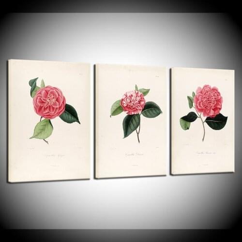 Nordic retro white pink flowers modern wall art painting modular wallpaper poster print modern living room home decoration