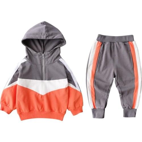 New Spring Autumn Children Casual Clothing Fashion Baby Boy Girl Hooded Jacket Pants Sport Suits 2Pcs/Set Kids Zipper Tracksuit