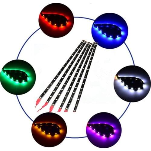New 2PCS 30CM Car Strip Light 15 LED Motorcycle Flexible Bar 3528 SMD Underbody Boat Atmosphere Decorative Lamp