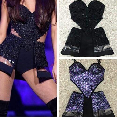 Sequins Gogo Jazz Dancing Performance Clothing For Female Rave Outfit Nightclub Bar Dancer Singer Show Stage Costume VDB4058