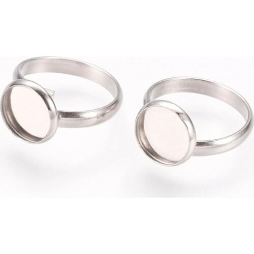 PandaHall 10pcs 10/12mm HOT Adjustable 304 Stainless Steel Metal Jewelry Findings Finger Rings Components Pad Ring Base Findings