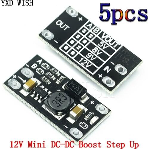 5pcs Mini DC-DC Boost Step Up Converter 3V 3.2V 3.3V 3.7V 5V 9V to 12V Voltage Regulator PCB Board Module can set 5V/ 8V/ 9V 12V